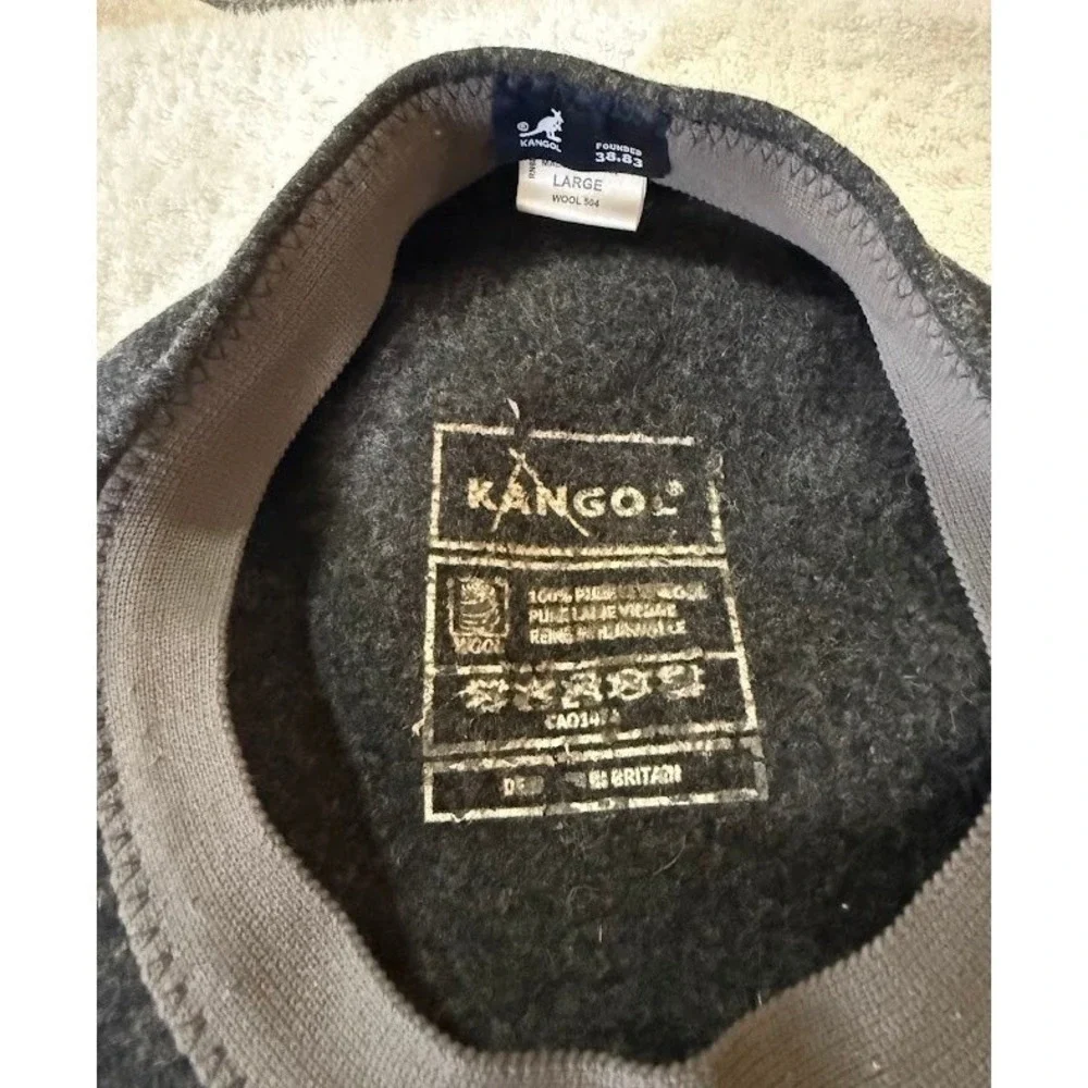 Kangol Charcoal Gray Wool News Boy Beret Classic Parisian Style Slouchy Knit Hat